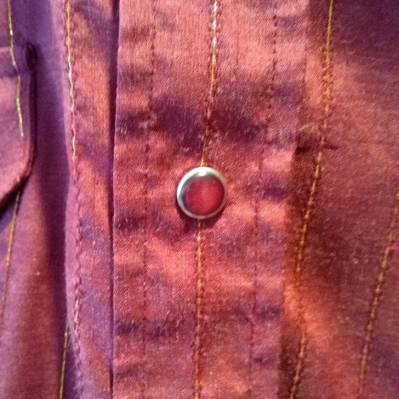 Vintage Pearl Snap Gold Metallic Thread Rockabilly - Picture 5 of 7